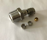 1/2" NPT Male Compression Fitting- Stainless Steel - 0D 14MM.
