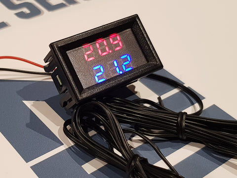 Dual temperature Gauge, Digital LED Thermometer x 2 Temperature Sensors. - Mainline Sensors