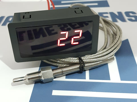 Water/Oil, Fluid Temperature Gauge. 5 Meter K type Sensor Cable. - Mainline Sensors