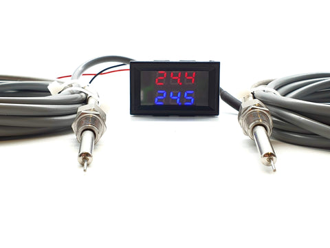 Dual Intercooler Supercharger Digital Temperature Gauge Sensor 1/8" NPT - Mainline Sensors